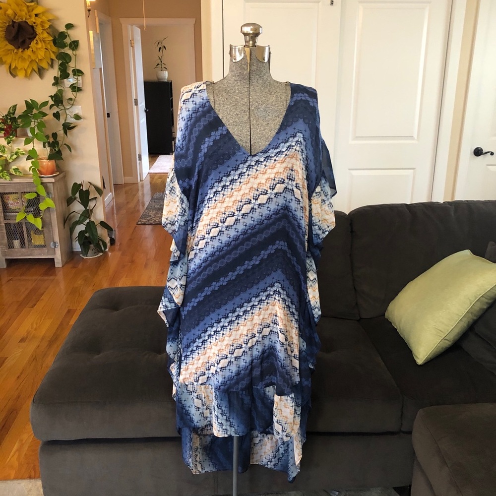 Bohemian sheer, loose fit flowy sheer dress